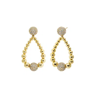 Adina Eden Pave Graduated Beaded Drop Stud Earring In Gold