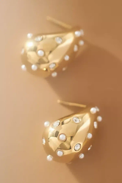 Adina Eden Scattered Pearl Teardrop Post Earrings In Gold
