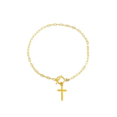 Adina Eden Solid Cross Toggle Bracelet In Gold