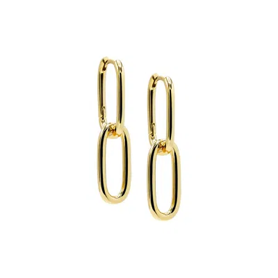 Adina Eden Solid Double U-shape Drop Link Huggie Earring In Gold