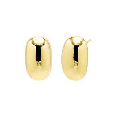 Adina Eden Solid Elongated Pebble Stud Earring In Gold