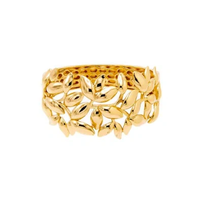 Adina Eden Solid Multi Flower Petal Bangle Bracelet In Gold