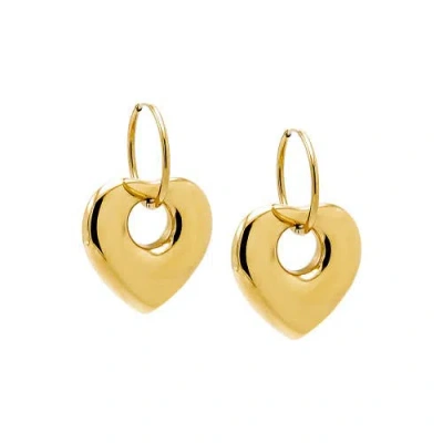 Adina Eden Solid Open Heart Dangling Huggie Earring In Gold