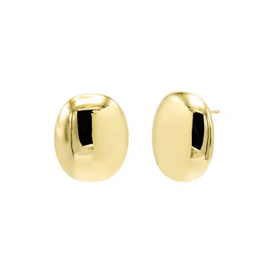 Adina Eden Solid Oval Pebble Stud Earring In Gold