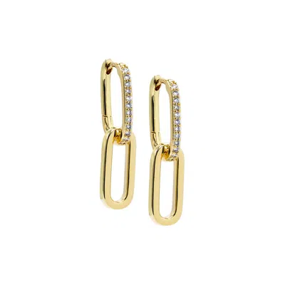 Adina Eden Solid Pavé Drop Link Huggie Earring In Gold