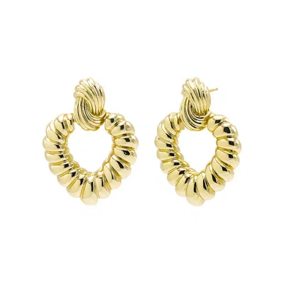 Adina Eden Solid Rope Oval Drop Stud Earring In Gold