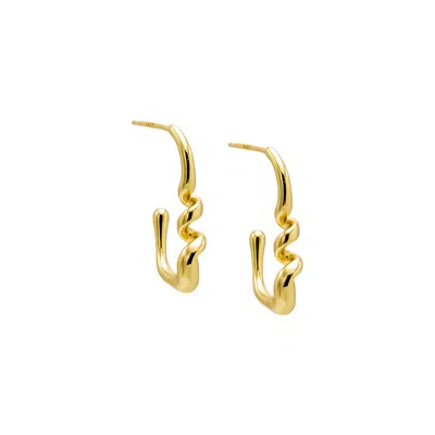 Adina Eden Solid Squiggly Looped Open Hoop Earring In Gold