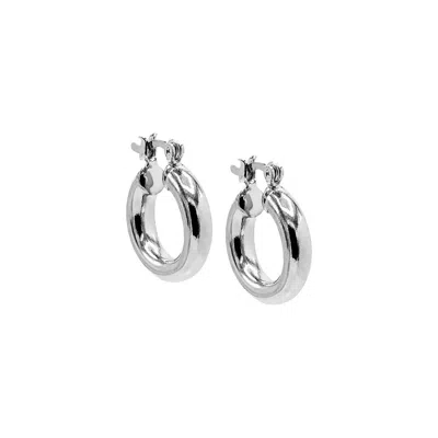 Adina Eden Solid Tube Hoop Earring In Silver