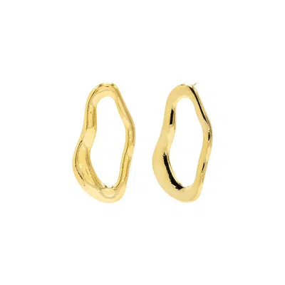 Adina Eden Solid Unique Shape Open Stud Earring In Gold
