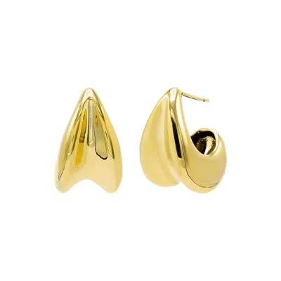 Adina Eden Solid Wide Curved Chunky Stud Earring In Gold