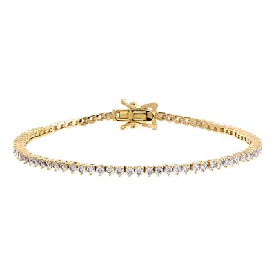 Adina Eden Thin Three Prong Tennis Bracelet In Gold