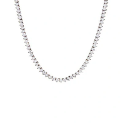 Adina Eden Three Prong Tennis Necklace In Silver