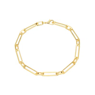 Adina Eden Wide Elongated Paperclip Chain Anklet In Gold