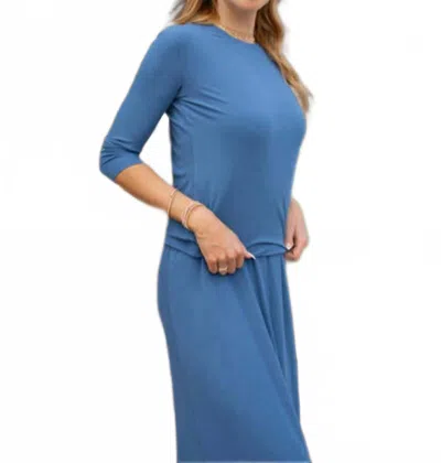 Adina Las Vegas Ribbed Jumper Set In Denim In Blue