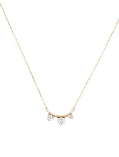 Pre-owned Adina Reyter 14k 3 Diamond Amigos Curve Necklace, 16" In Multi