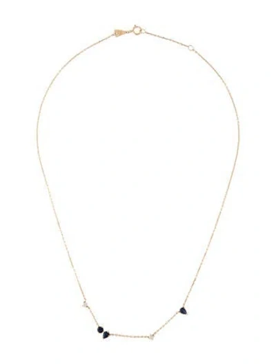 Pre-owned Adina Reyter 14k Amigos Sapphire And Diamond Station Necklace, 16" In Multicolor