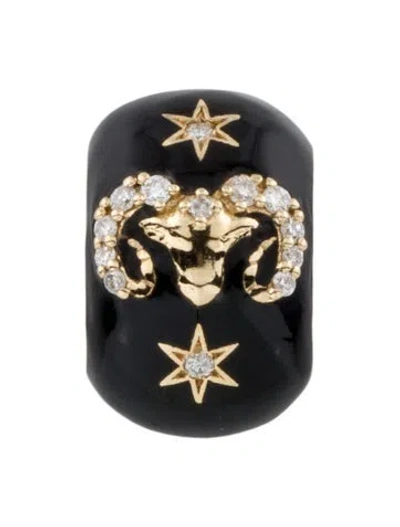 Pre-owned Adina Reyter 14k Ceramic & Diamond Aries Big Bead Pendant In Multi