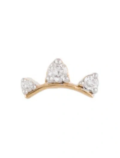 Pre-owned Adina Reyter 14k Diamond Amigos Curve Single Stud Earring In Multi