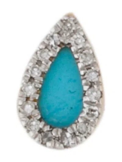 Pre-owned Adina Reyter 14k Diamond & Resin Pear Single Stud Earring In Multi