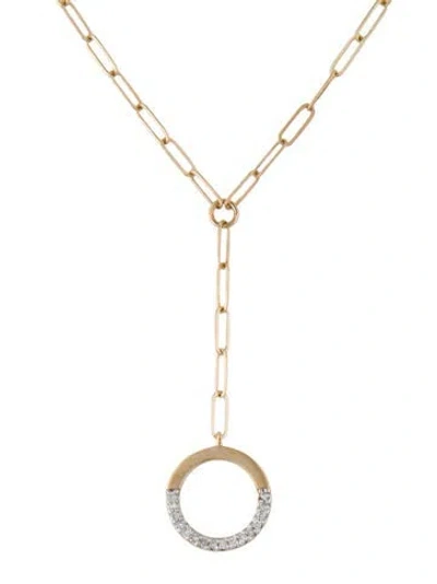 Pre-owned Adina Reyter 14k Diamond Circle Charm Lariat, 20" In Multi