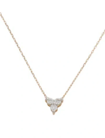 Pre-owned Adina Reyter 14k Diamond Cluster Pendant Necklace, 16" In Multi