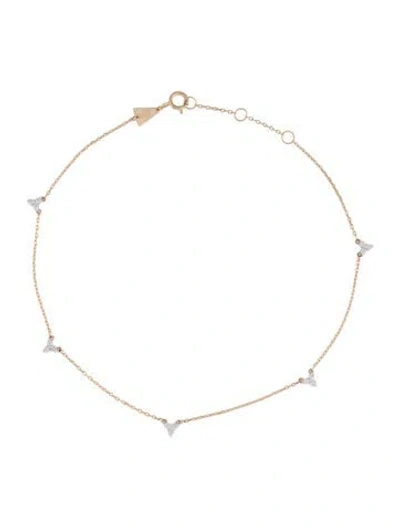 Pre-owned Adina Reyter 14k Diamond Cluster Station Anklet, 9.5" In Multicolor