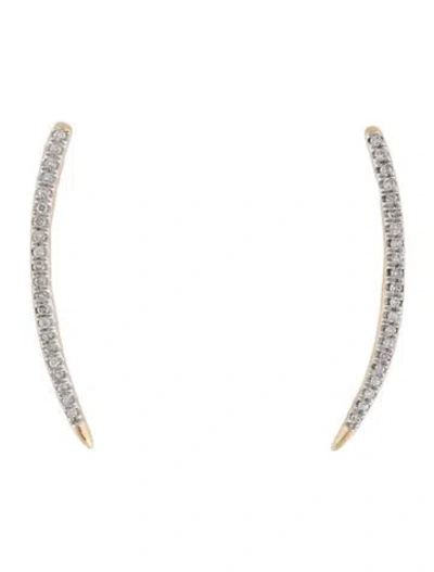 Pre-owned Adina Reyter 14k Diamond Curved Ear Climbers In Transparent