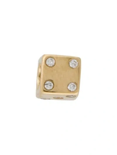 Pre-owned Adina Reyter 14k Diamond Dice Mini Charm In Multi