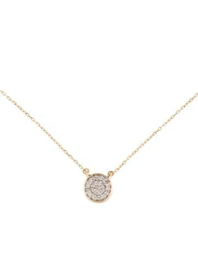 Pre-owned Adina Reyter 14k Diamond Disc Pendant Necklace, 16" In Multi