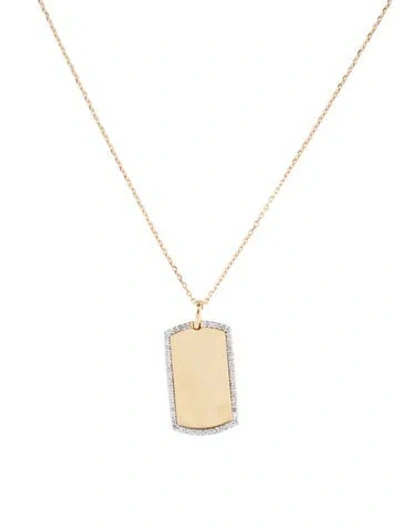 Pre-owned Adina Reyter 14k Diamond Dog Tag Pendant Necklace, 20" In Multicolor