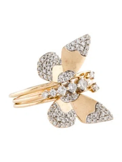 Pre-owned Adina Reyter 14k Diamond Enchanted Butterfly Ring Set In Multi