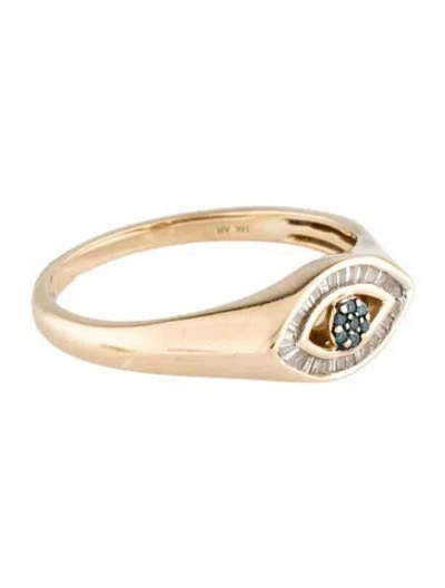 Pre-owned Adina Reyter 14k Diamond Evil Eye Signet Ring In Multi