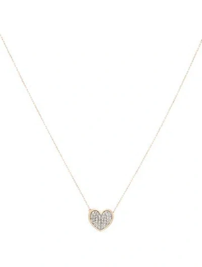Pre-owned Adina Reyter 14k Diamond Folded Heart Necklace, 16" In Multi