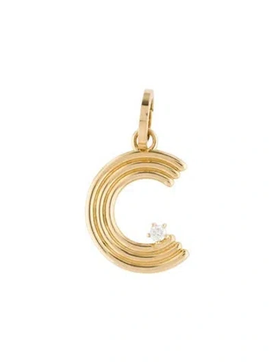 Pre-owned Adina Reyter 14k Diamond Groovy 'c' Initial Hinged Charm In Multi