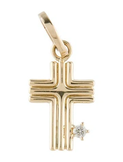 Pre-owned Adina Reyter 14k Diamond Groovy Cross Hinged Charm In Multi