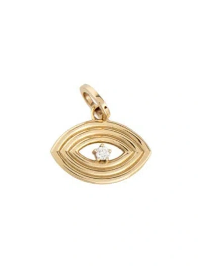 Pre-owned Adina Reyter 14k Diamond Groovy Evil Eye Hinged Charm In Multicolor