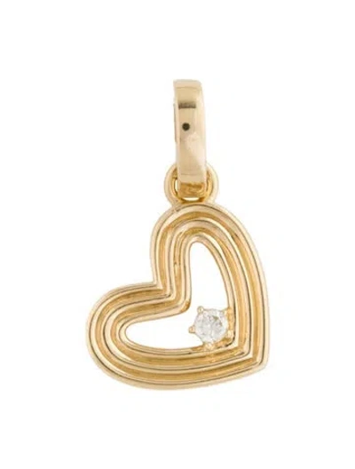 Pre-owned Adina Reyter 14k Diamond Groovy Heart Hinged Pendant, 1" In Multicolor