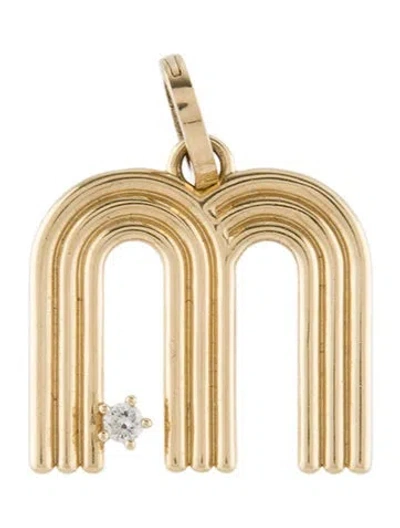 Pre-owned Adina Reyter 14k Diamond Groovy Initial 'm' Hinged Charm In Multi