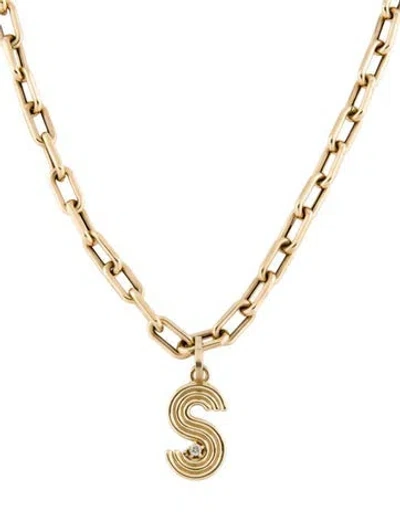 Pre-owned Adina Reyter 14k Diamond Groovy 's' Initial Pendant Necklace, 18" In Multi