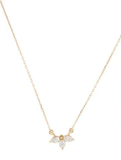 Pre-owned Adina Reyter 14k Diamond Half Flower Pendant Necklace, 16.5" In Multi