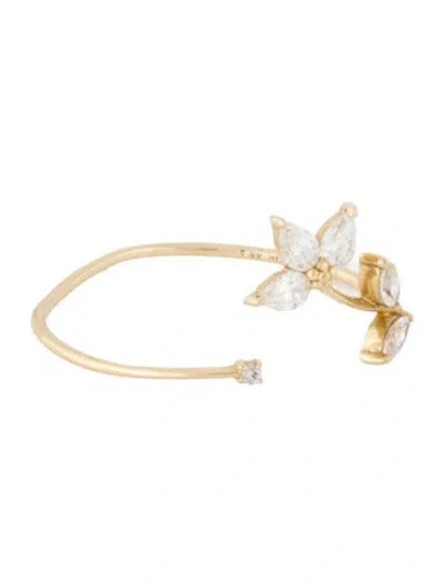 Pre-owned Adina Reyter 14k Diamond Half Flower Ring In Multicolor