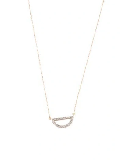Pre-owned Adina Reyter 14k Diamond Half Moon Pendant Necklace, 16" In Multi