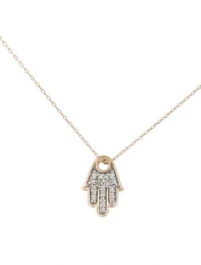 Pre-owned Adina Reyter 14k Diamond Hamsa Pendant Necklace, 17" In Multi