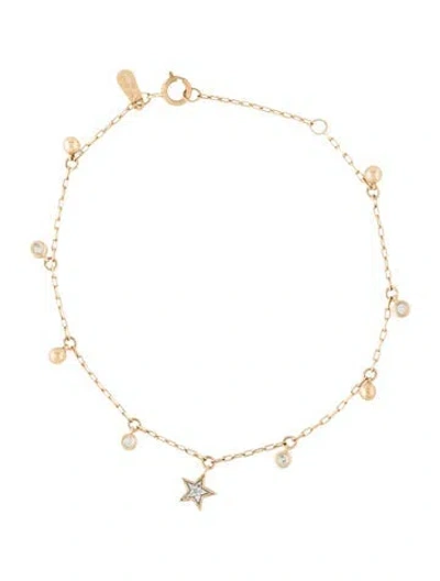 Pre-owned Adina Reyter 14k Diamond Heart Station Bracelet, 7" In Multi