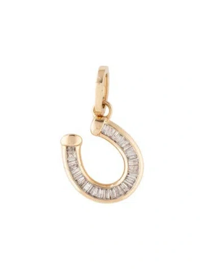 Pre-owned Adina Reyter 14k Diamond Horseshoe Pendant In Multi