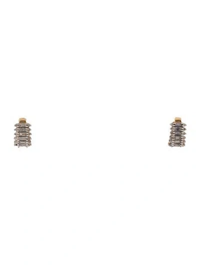 Pre-owned Adina Reyter 14k Diamond Huggie Earrings In Multi