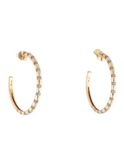 Pre-owned Adina Reyter 14k Diamond Large Pavé Stripe Hoop Earrings In Multicolor