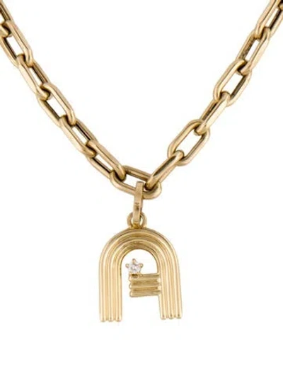 Pre-owned Adina Reyter 14k Diamond Letter 'a' Initial Charm Necklace, 16.25" In Multicolor