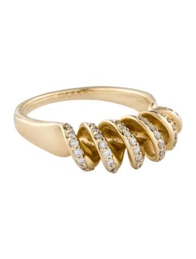 Pre-owned Adina Reyter 14k Diamond Pasta Fusilli Cocktail Ring In Multi