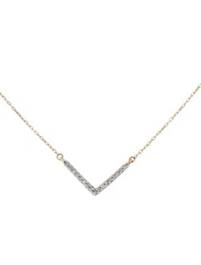 Pre-owned Adina Reyter 14k Diamond Pavé V Pendant Necklace, 17.75" In Multi